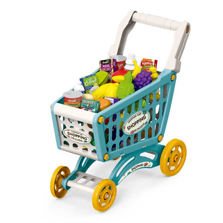 Toy Grocery Cart with Play Food